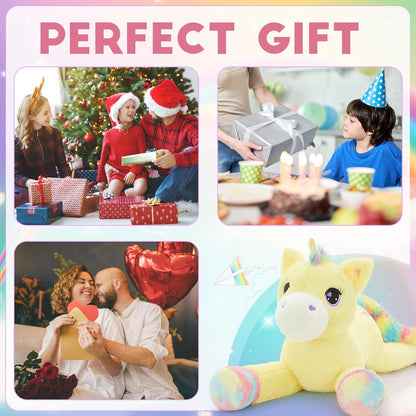 43in Giant Unicorn Plush Toys,Big Yellow Unicorn Stuffed Animals | Lovely Unicorns Birthday Decorations for Children,Great Gifts for Girls Boys Kids Christmas Valentines Birthday