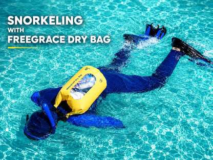 Waterproof Dry Bag Set of 3 - Submersible Dry Sack with Double Zip Lock Seals - Includes Waist Pouch & Phone Case - Perfect for Kayaking, Swimming, Boating & Rafting (Yellow(Window), 5L)