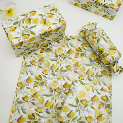 60 Sheets Lemon Tissue Paper for Gift Bags, 20 x 14IN Citrus Wrapping Paper Bulk, Watercolor Botanical Floral Gift Wrap for Summer, Birthday, Baby Bridal Shower