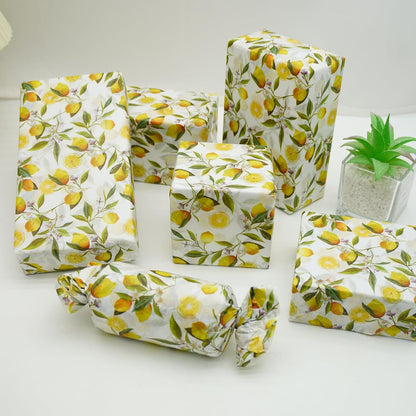 60 Sheets Lemon Tissue Paper for Gift Bags, 20 x 14IN Citrus Wrapping Paper Bulk, Watercolor Botanical Floral Gift Wrap for Summer, Birthday, Baby Bridal Shower