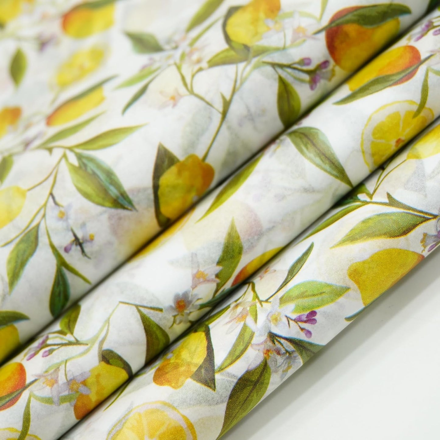 60 Sheets Lemon Tissue Paper for Gift Bags, 20 x 14IN Citrus Wrapping Paper Bulk, Watercolor Botanical Floral Gift Wrap for Summer, Birthday, Baby Bridal Shower