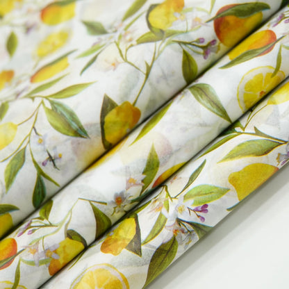 60 Sheets Lemon Tissue Paper for Gift Bags, 20 x 14IN Citrus Wrapping Paper Bulk, Watercolor Botanical Floral Gift Wrap for Summer, Birthday, Baby Bridal Shower