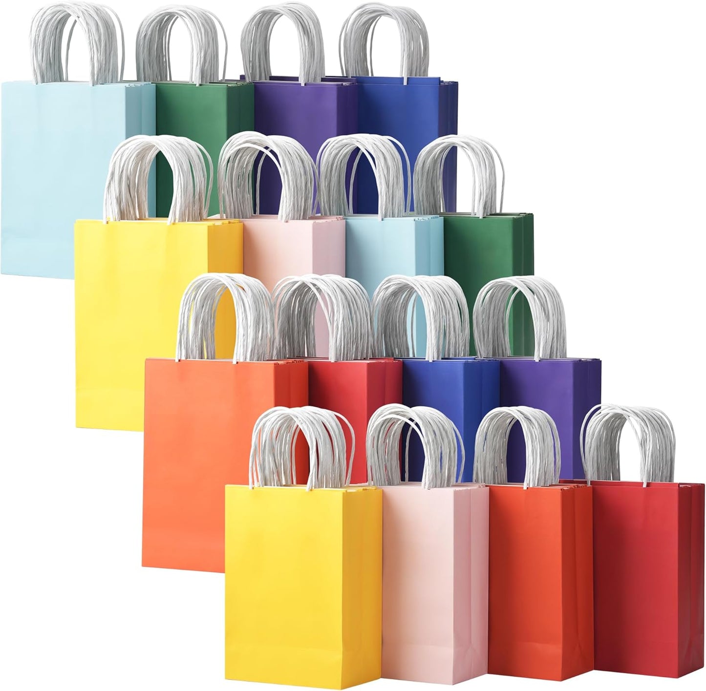32 Pack Paper Gift Bags with Handles, 5.8"×3.2"×8.25" Party Favor Bags, Gift Bags, Small Gift Bags with Handles, Party Bags, Small Goodie Bags Bulk for Birthday, Crafts, Wedding, Party Supplies (8 Colors)