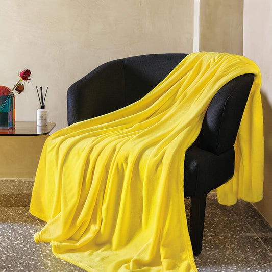 Yellow Fleece Plush Throw Blanket 60"x80"for Couch Sofa Fuzzy Cozy Flannel | Super Soft Lightweight Microfiber Blanket for Bed Chair bedroom Home Decor All Season,Birthday Gifts for Women Mom Adult