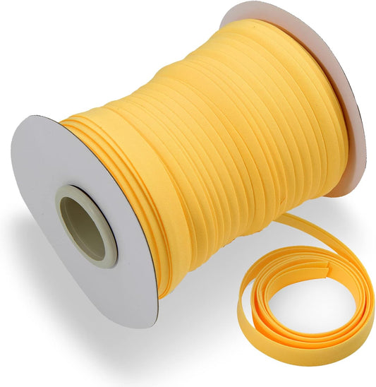 Bias Tape Double Fold 1/2 Inch Orange Yellow 55 Yds for Sewing | Polyester Bias Binding Tape for Quilting, Hemming, Seaming, Piping, Fabric Trim and Crafts, Durable and Flexible