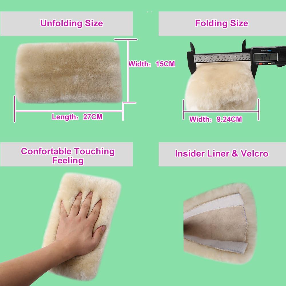 2 Pack Sheepskin Car Seat Belt Cover Pads | Wool Seatbelt Cushions | Fuzzy Soft Seat Belt Should Pad Cushion Protect Neck | Stylish Luxury Appearance | Improve Comfort for Women | Natural Wool