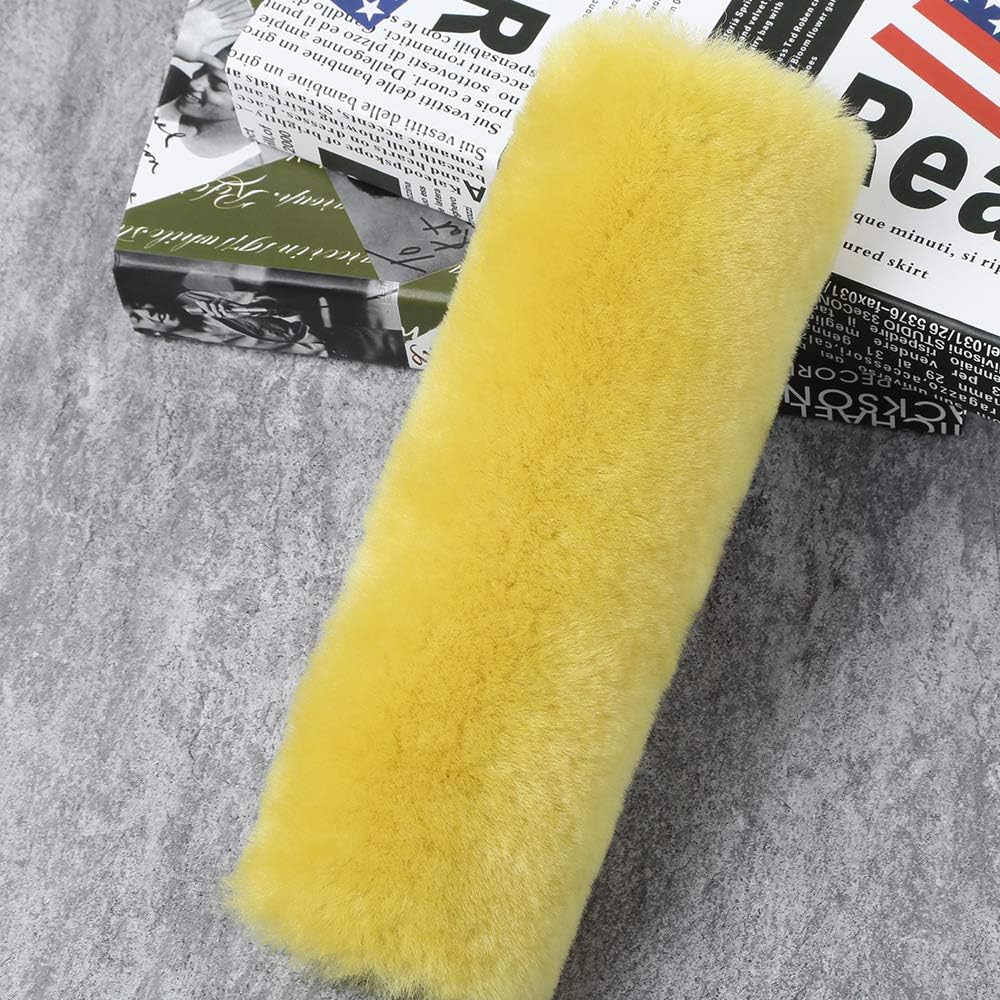 2 Pack Sheepskin Car Seat Belt Cover Pads | Wool Seatbelt Cushions | Fuzzy Soft Seat Belt Should Pad Cushion Protect Neck | Stylish Luxury Appearance | Improve Comfort for Women | Natural Wool