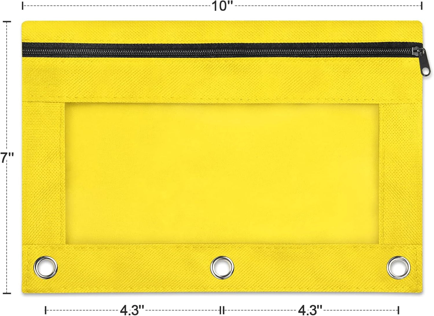 Pencil Pouch for 3 Ring Binder, Binder Pencil Pouch with Smooth Zipper, Clear Window Pencil Case for Binder, Zipper Pencil Pouches, Big Capacity 3 Ring Binder Pencil Bag, Yellow