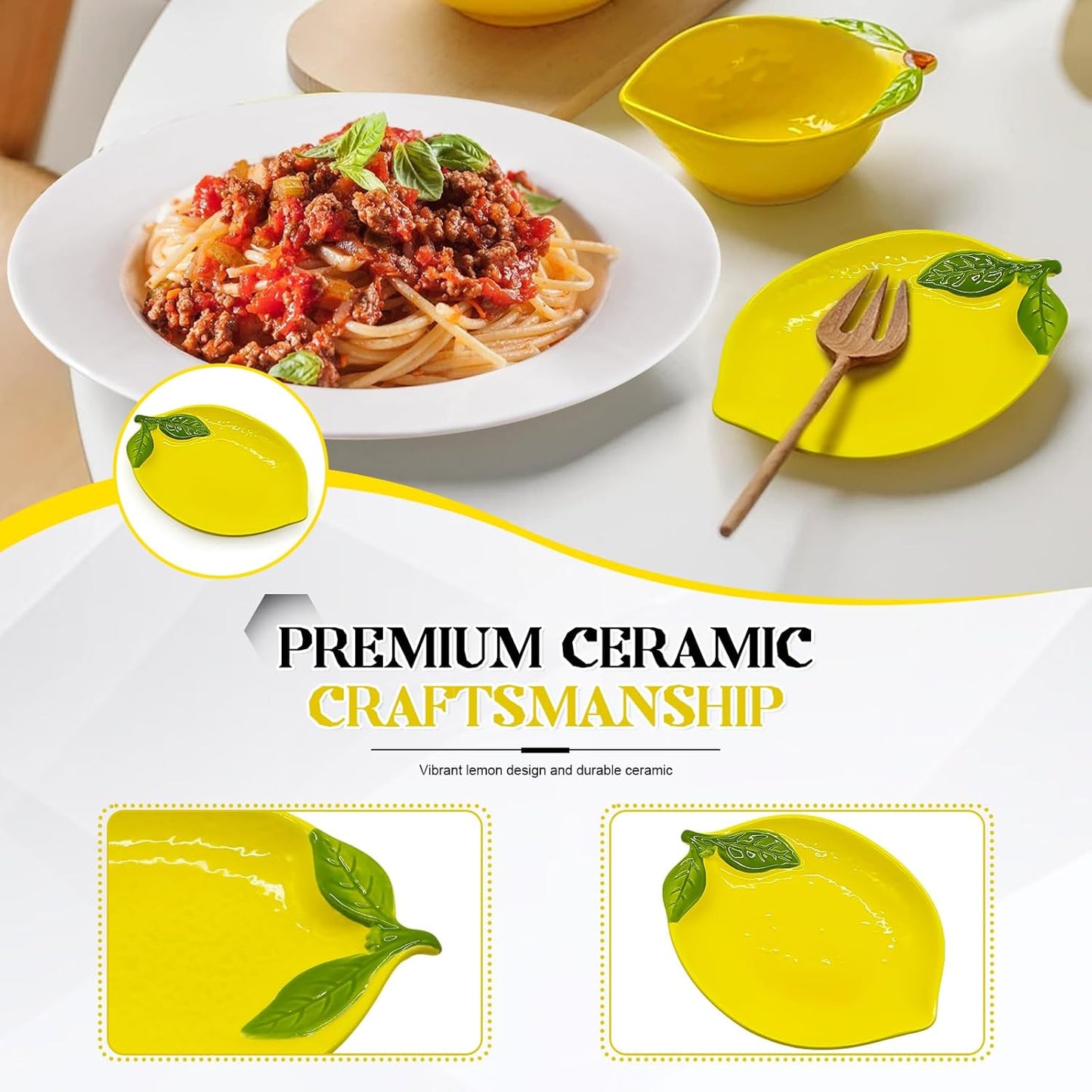 Lemon Shaped Ceramic Spoon Rest for Stove Top & Kitchen Counter, Utensil Holder for Cooking Spoons Spatulas, Non-Slip Base, Dishwasher Safe, Yellow Kitchen Decor Gift