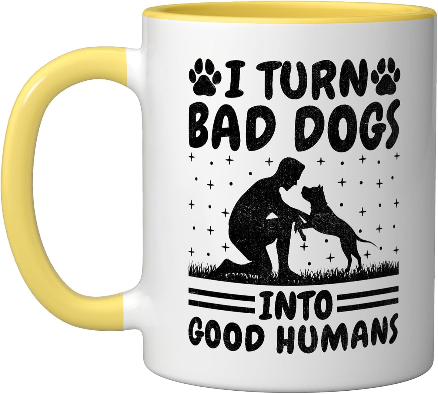 Dog Trainer Dog Training Training Dogs Pet Care Professional Ceramic Mug, Yellow/White, 11oz