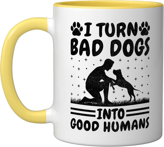 Dog Trainer Dog Training Training Dogs Pet Care Professional Ceramic Mug, Yellow/White, 11oz