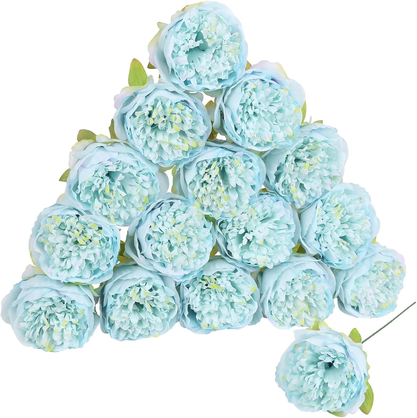 16pcs Peony Artificial Flowers Yellow Fake Peonies Bulks Silk Peonies Flowers Faux Peony Flowers Heads with Stems for Home DIY Wedding Party Festival Baby Shower Decorations (Light Yellow)