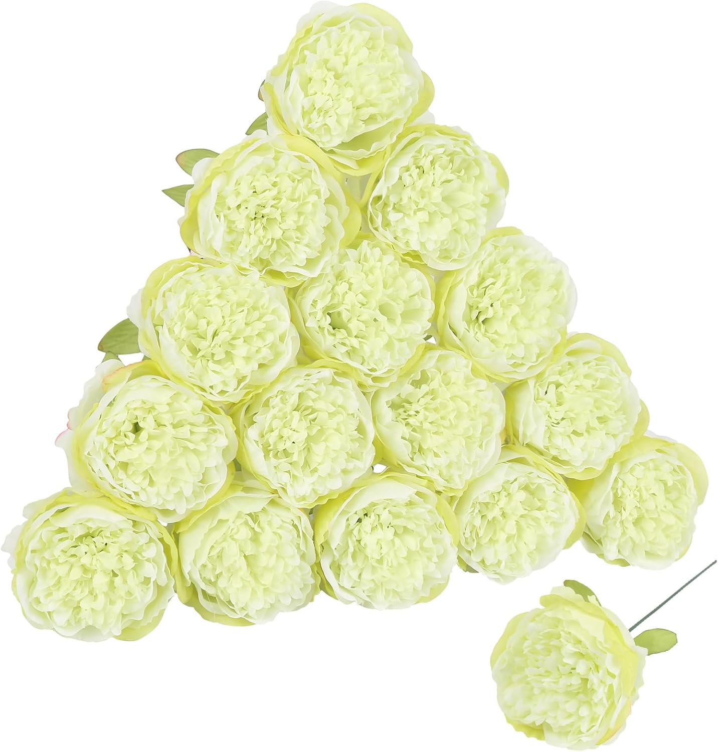 16pcs Peony Artificial Flowers Yellow Fake Peonies Bulks Silk Peonies Flowers Faux Peony Flowers Heads with Stems for Home DIY Wedding Party Festival Baby Shower Decorations (Light Yellow)