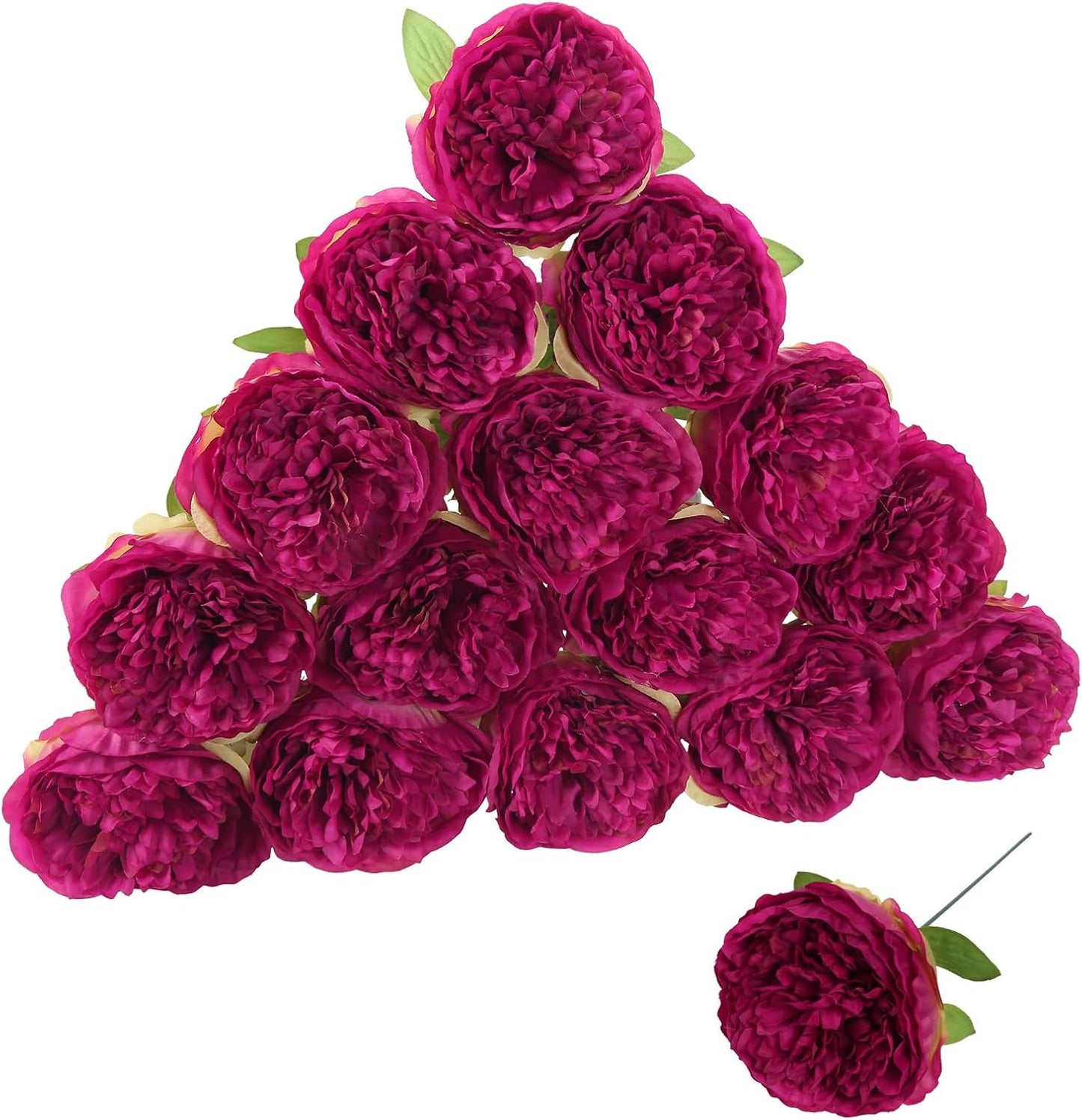 16pcs Peony Artificial Flowers Yellow Fake Peonies Bulks Silk Peonies Flowers Faux Peony Flowers Heads with Stems for Home DIY Wedding Party Festival Baby Shower Decorations (Light Yellow)
