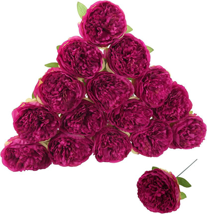 16pcs Peony Artificial Flowers Yellow Fake Peonies Bulks Silk Peonies Flowers Faux Peony Flowers Heads with Stems for Home DIY Wedding Party Festival Baby Shower Decorations (Light Yellow)