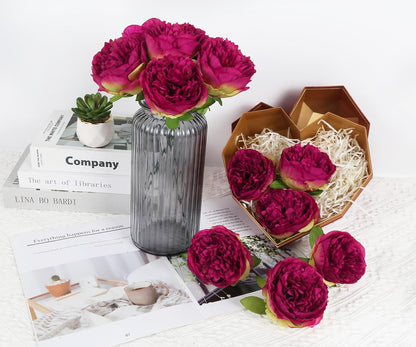 16pcs Peony Artificial Flowers Yellow Fake Peonies Bulks Silk Peonies Flowers Faux Peony Flowers Heads with Stems for Home DIY Wedding Party Festival Baby Shower Decorations (Light Yellow)