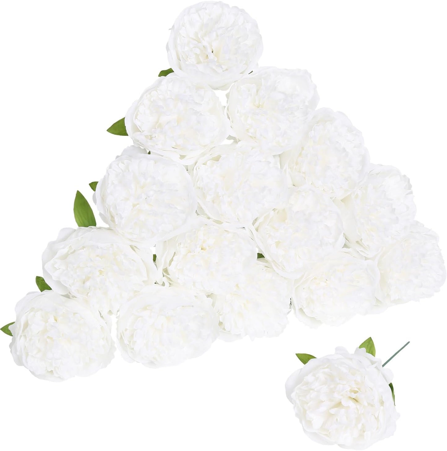 16pcs Peony Artificial Flowers Yellow Fake Peonies Bulks Silk Peonies Flowers Faux Peony Flowers Heads with Stems for Home DIY Wedding Party Festival Baby Shower Decorations (Light Yellow)