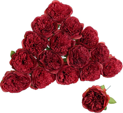 16pcs Peony Artificial Flowers Yellow Fake Peonies Bulks Silk Peonies Flowers Faux Peony Flowers Heads with Stems for Home DIY Wedding Party Festival Baby Shower Decorations (Light Yellow)
