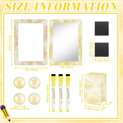 Magnetic Locker Marble Accessories Kit Pale Yellow Back to School Essentials Locker Organizer Supplies Include Mirror Whiteboard Pen with Holder Magnet Magnetic Buckle Back to School Essentials