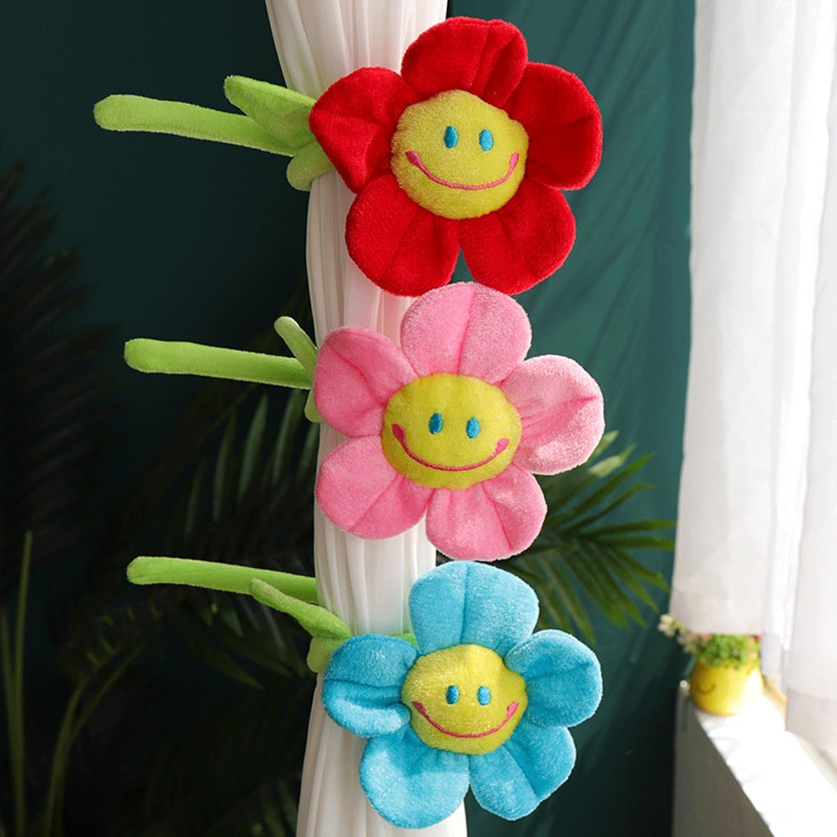 Stuffed Sunflower with Bendable Stems Home Decoration 18 Inch Yellow | Happy Face Artificial Plush Flower for Wedding Party Birthday Christmas