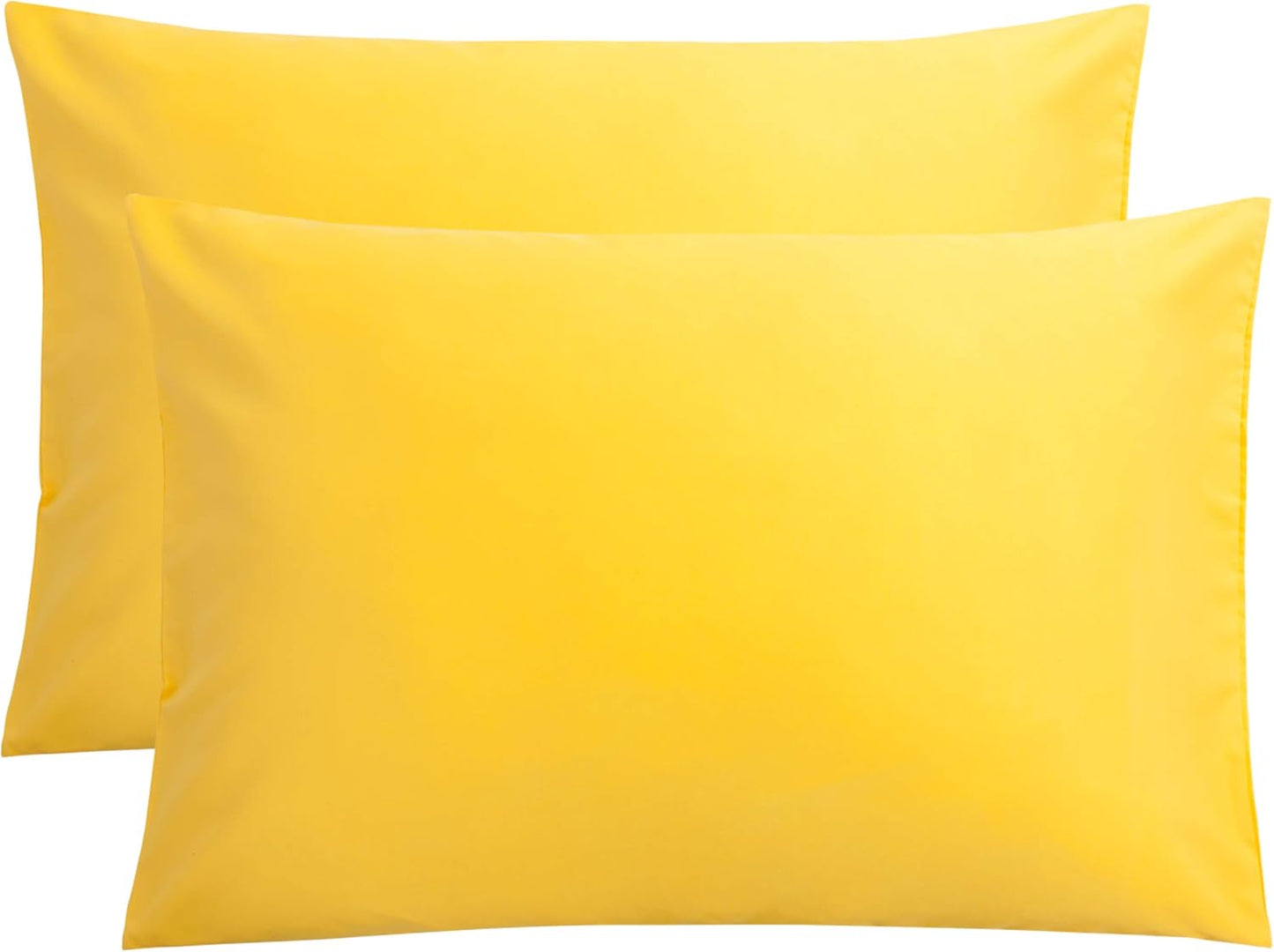 Pillow Cases Queen, Soft Microfiber Pillow Covers with Envelope Closure, Wrinkle Resistant Pillowcases, 2 Piece Set, 20x30, Yellow