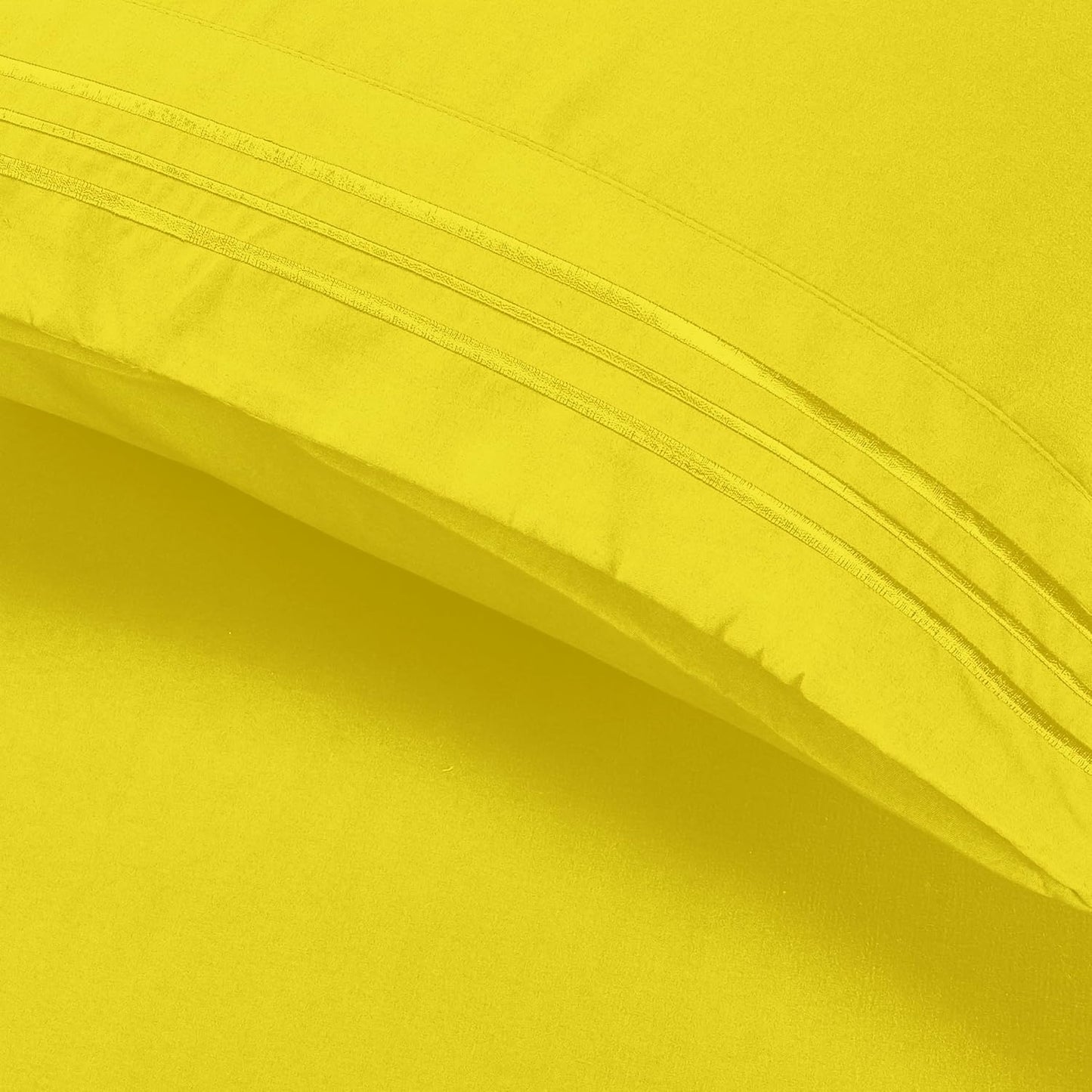 Luxury Ultra-Soft 2-Piece Pillowcase Set - 1500 Premium Hotel Quality Microfiber Double Brushed - Wrinkle Resistant, Standard/Queen, Yellow