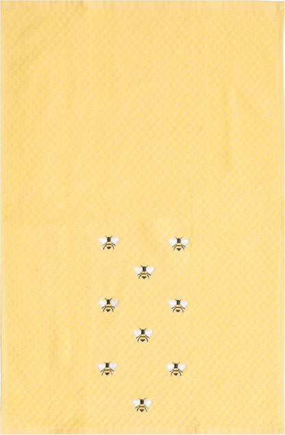 Spring Hand Towels 2 Pack - Allover Bee Yellow Dish Towels Set, 100% Cotton, Yellow Spring Tea Towels, Absorbent & Machine Washable