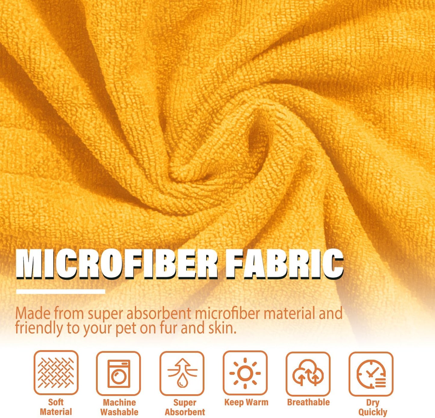 Dog Robe - Fast Drying Towel - Microfiber Super Absorbent Pet Bathrobe, Adjustable Collar & Belly Strap (Yellow, Medium)