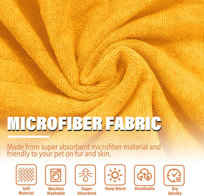 Dog Robe - Fast Drying Towel - Microfiber Super Absorbent Pet Bathrobe, Adjustable Collar & Belly Strap (Yellow, Medium)