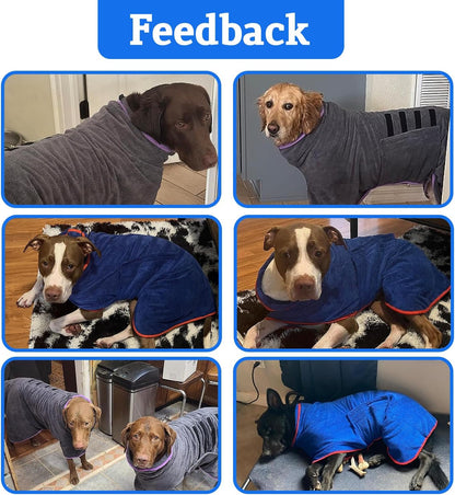 Dog Robe - Fast Drying Towel - Microfiber Super Absorbent Pet Bathrobe, Adjustable Collar & Belly Strap (Yellow, Medium)
