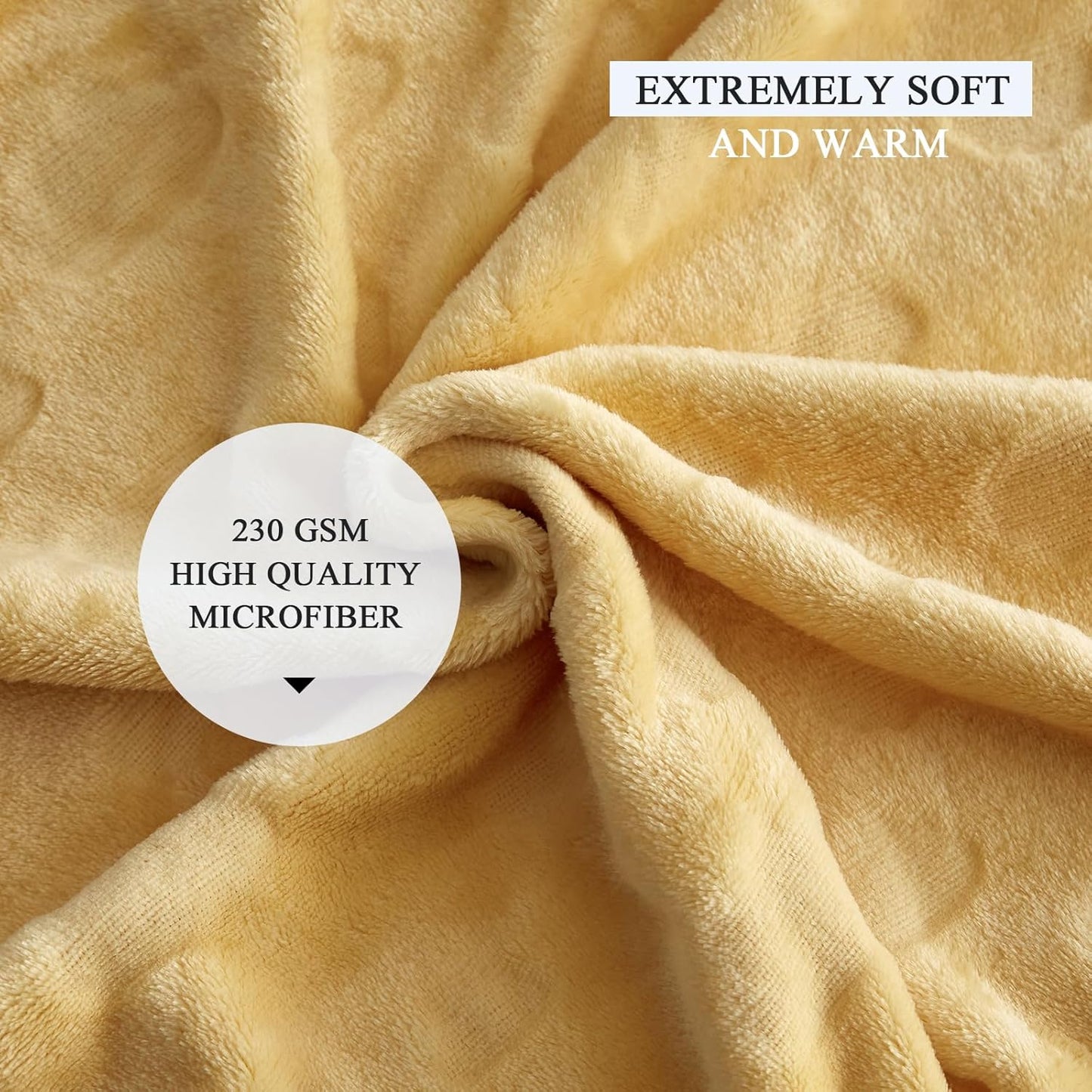 Flannel Fleece Luxury Super Soft Decorative Throw Blanket, Cloud Pattern Lightweight Blanket for Couch Bed Sofa (Yellow,50" x 60")