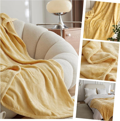 Flannel Fleece Luxury Super Soft Decorative Throw Blanket, Cloud Pattern Lightweight Blanket for Couch Bed Sofa (Yellow,50" x 60")