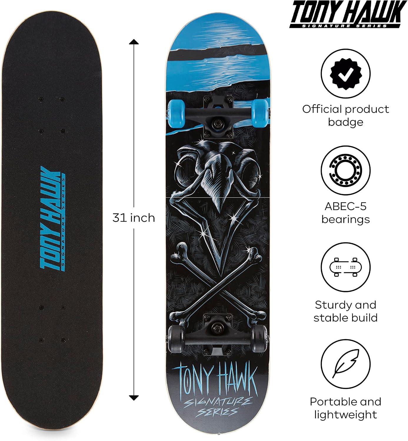 Tony Hawk - 31-Inch Signature Series 1 Skateboard, 9-Ply Maple Deck
