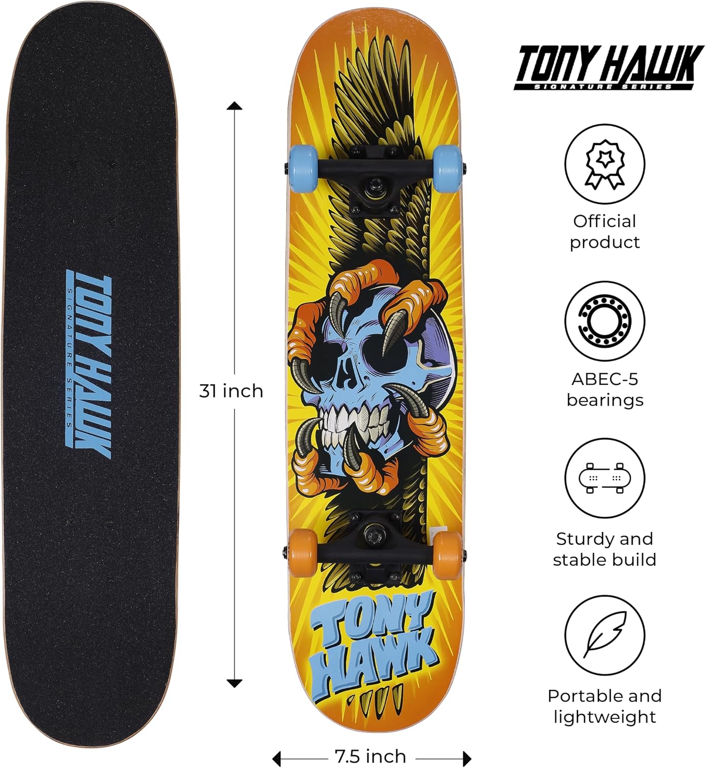 Tony Hawk - 31-Inch Signature Series 1 Skateboard, 9-Ply Maple Deck