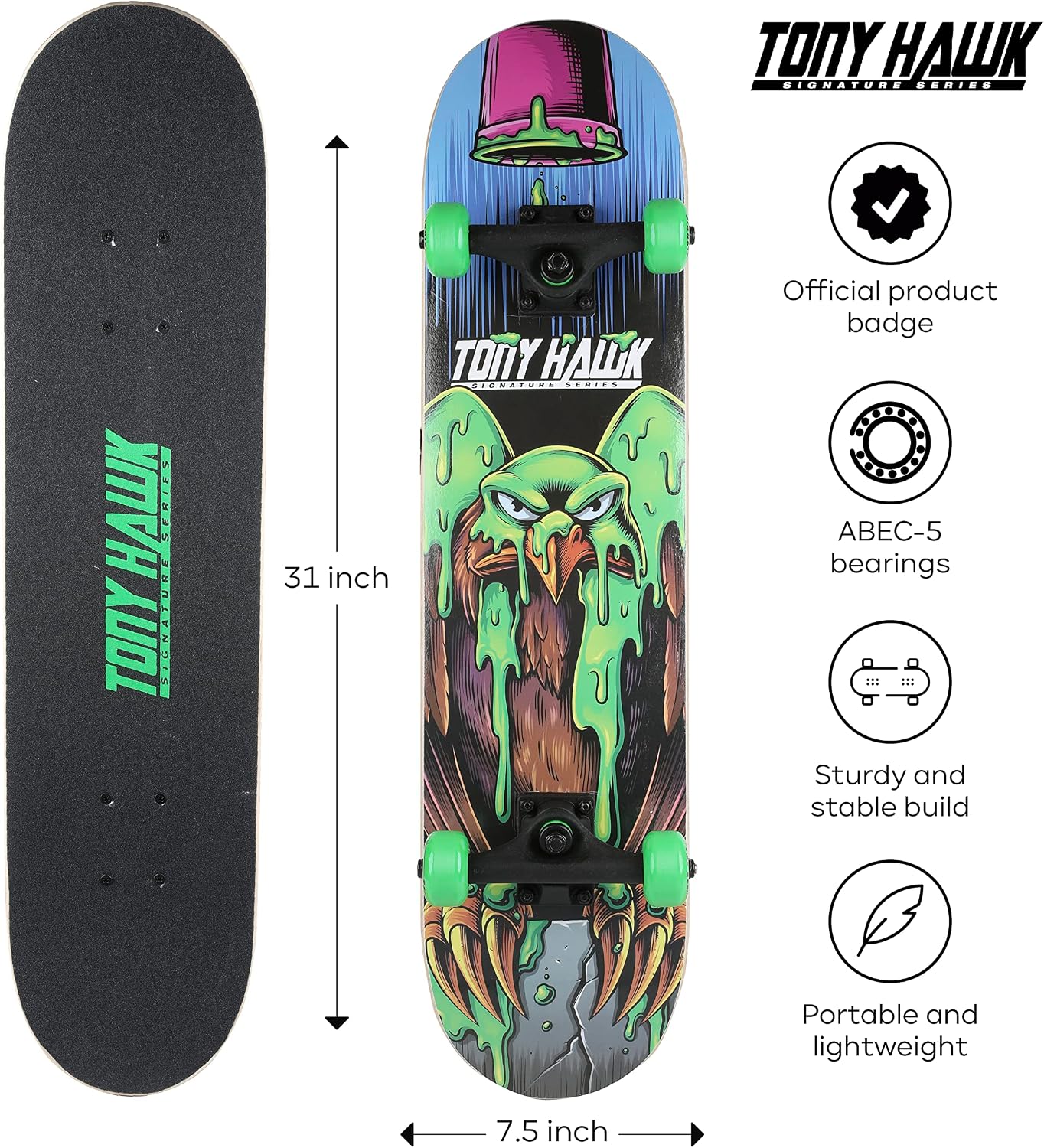Tony Hawk - 31-Inch Signature Series 1 Skateboard, 9-Ply Maple Deck