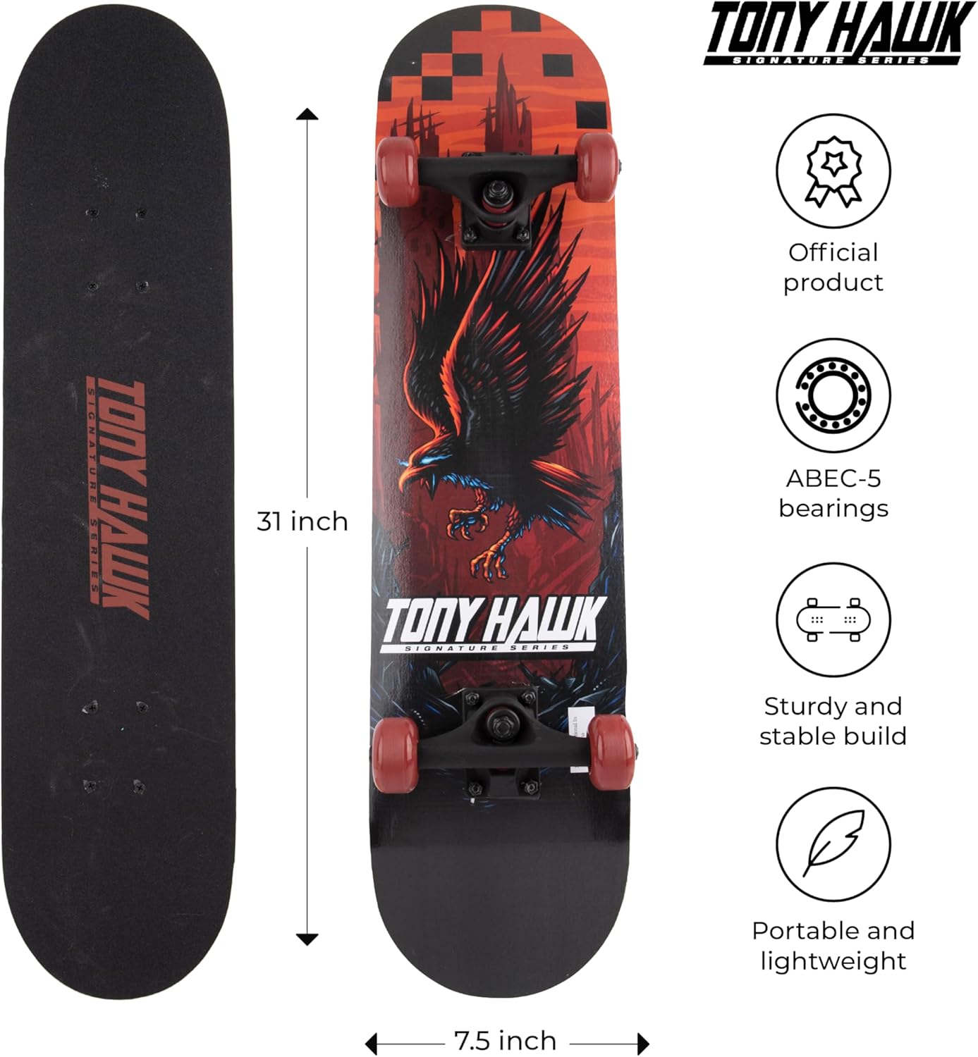 Tony Hawk - 31-Inch Signature Series 1 Skateboard, 9-Ply Maple Deck