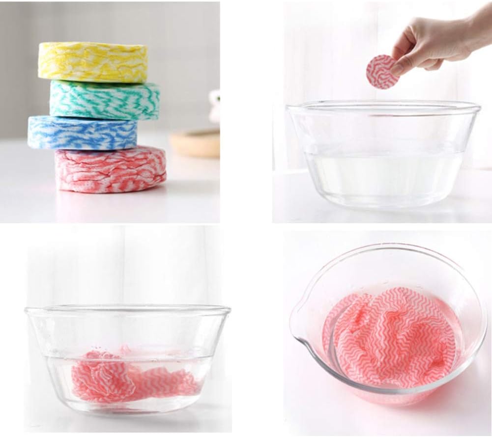 Compressed Washcloth Towels, 20 Pcs Mini, Pure Cotton, Portable, Disposable, Travel, Camping and Hiking, Red, Blue, Green, Yellow