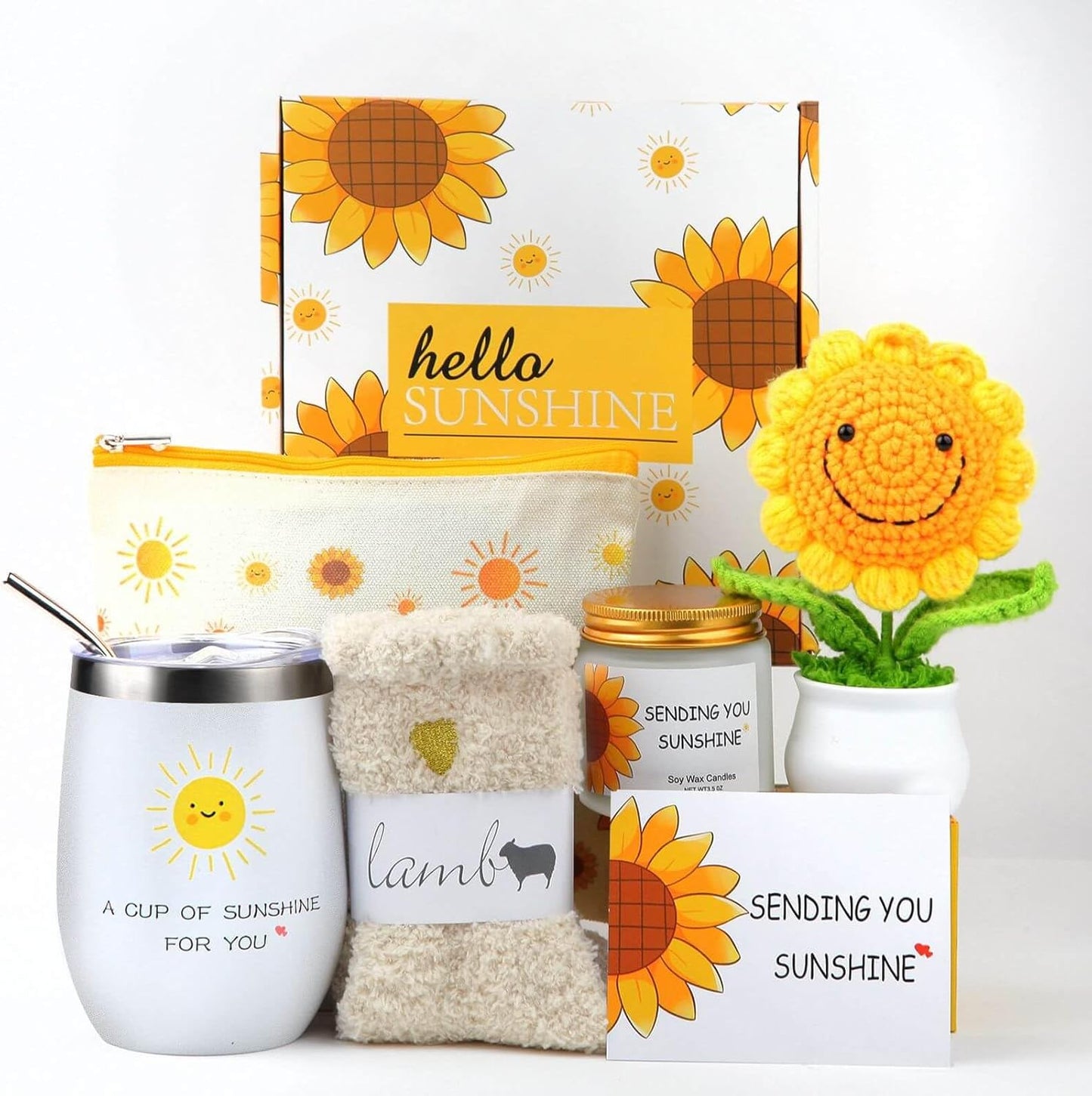 Sunshine Gifts for Teen Girls, Get Well Soon Care Package | 9-piece sunshine care package for teen girls, daughters, recovery, get well soon, birthday, sister or best friend