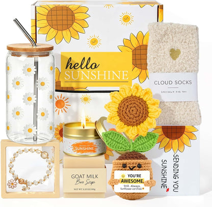 Sunshine Gifts for Teen Girls, Get Well Soon Care Package | 9-piece sunshine care package for teen girls, daughters, recovery, get well soon, birthday, sister or best friend
