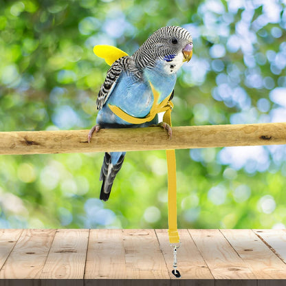 Pet Parrot Bird Harness and Leash, Adjustable Training Design Anti-Bite, Bird Nylon Rope with Cute Wing for Parrots, Suitable for Scarlet, Keck, Mini Macaw and Same Size Birds (Yellow)