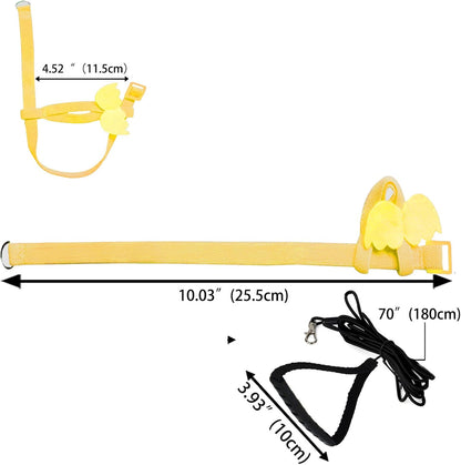 Pet Parrot Bird Harness and Leash, Adjustable Training Design Anti-Bite, Bird Nylon Rope with Cute Wing for Parrots, Suitable for Scarlet, Keck, Mini Macaw and Same Size Birds (Yellow)