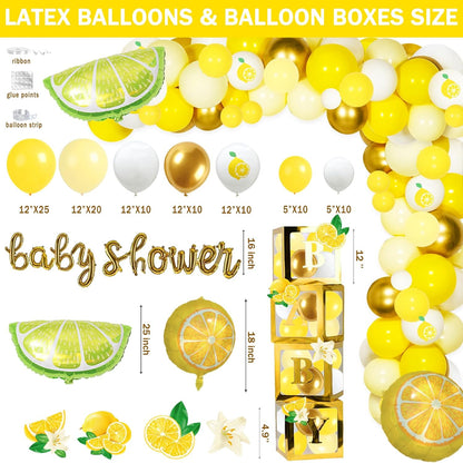 Lemon Baby Shower Decorations, A Little Lemon Is On The Way Party Decorations Backdrop Balloon Garland Glitter Banner Box Cutout Cake Cupcake Topper Mommy To Be Sash Gold Yellow