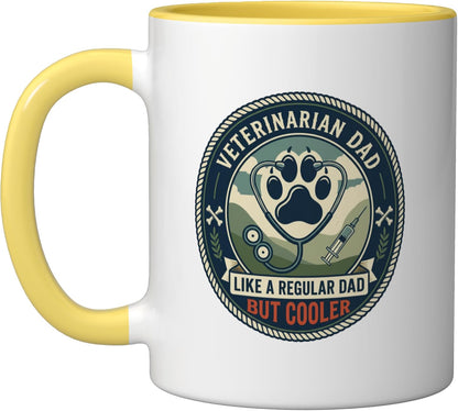 Veterinarian Dad Animal Care Pet Doctor Vet Father Ceramic Mug, Yellow/White