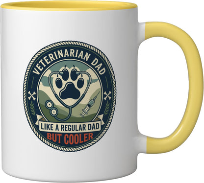 Veterinarian Dad Animal Care Pet Doctor Vet Father Ceramic Mug, Yellow/White