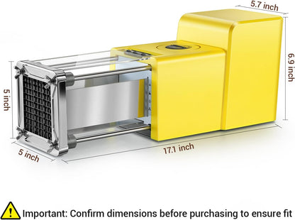French Fry Cutter Electric Potato Cutter Stainless Steel with 3 Blades 1/4 3/8 1/2 Inch Blades for Potatoes, Carrots, Cucumbers & Onions, yellow