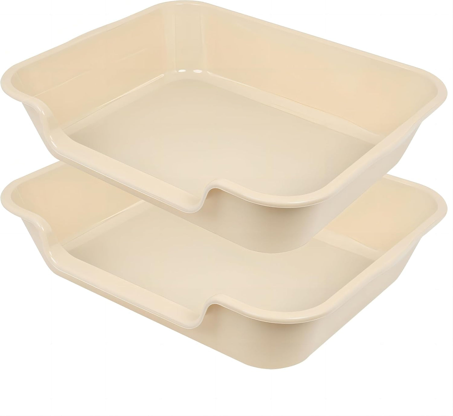 Extra Large Low Entry ABS Cat Litter Box, Yellow, 24" L x 20" W, 2 Pack | Durable low entry litter box, non-stick, odor-free, ideal for seniors, kittens, rabbits, large cats and multi-pet homes.
