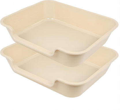 Extra Large Low Entry ABS Cat Litter Box, Yellow, 24" L x 20" W, 2 Pack | Durable low entry litter box, non-stick, odor-free, ideal for seniors, kittens, rabbits, large cats and multi-pet homes.