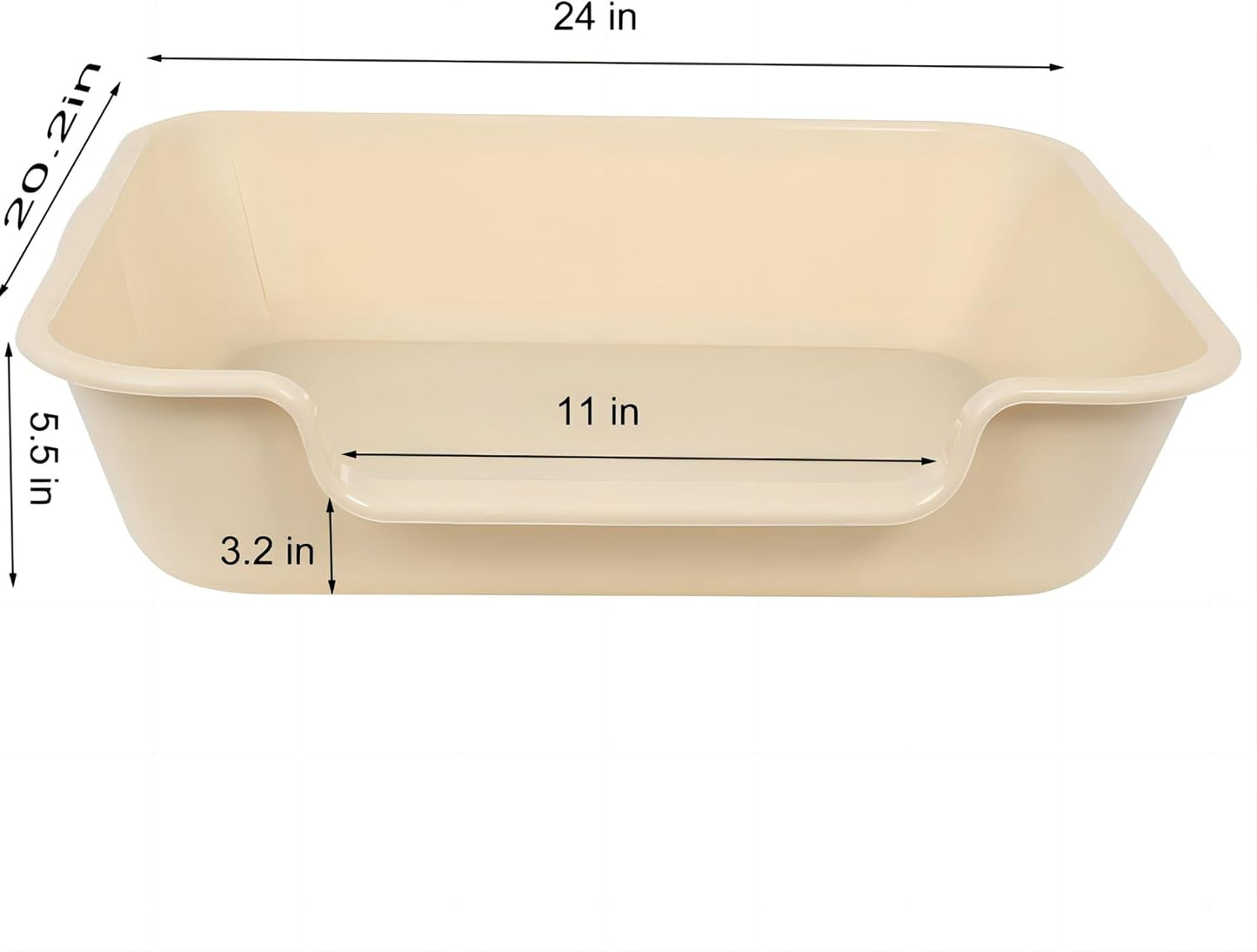 Extra Large Low Entry ABS Cat Litter Box, Yellow, 24" L x 20" W, 2 Pack | Durable low entry litter box, non-stick, odor-free, ideal for seniors, kittens, rabbits, large cats and multi-pet homes.
