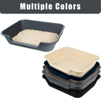 Extra Large Low Entry ABS Cat Litter Box, Yellow, 24" L x 20" W, 2 Pack | Durable low entry litter box, non-stick, odor-free, ideal for seniors, kittens, rabbits, large cats and multi-pet homes.