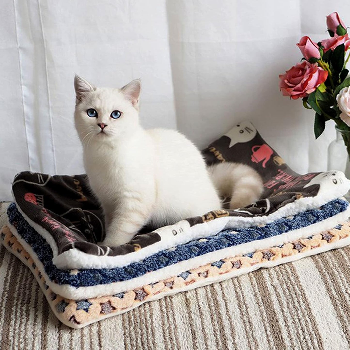 Pet Blanket Premium Fluffy Flannel Cushion Soft and Warm Mat for Dogs Cats(Star/Yellow,X-Large)
